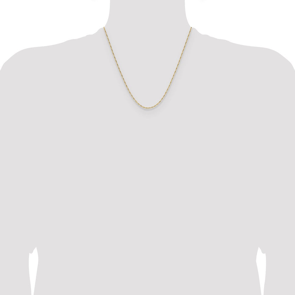 14K Gelbgold 1.4mm Diamantiert Offen Lang Glieder Ankerkette Halskette