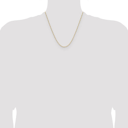 14K Gelbgold 1.4mm Diamantiert Offen Lang Glieder Ankerkette Halskette
