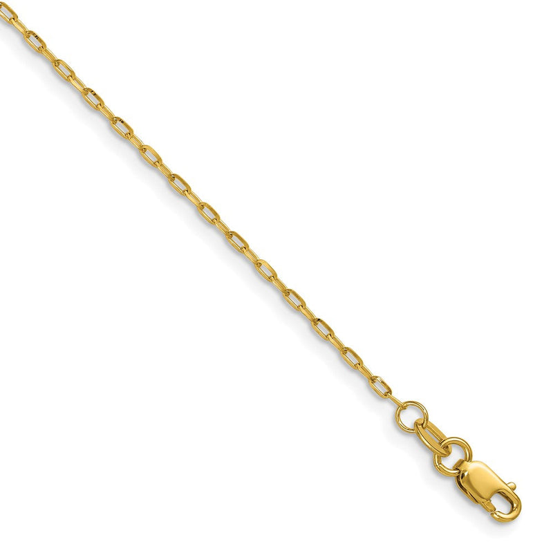 14K Gelbgold 1.4mm Diamantiert Offen Lang Glieder Ankerkette Halskette