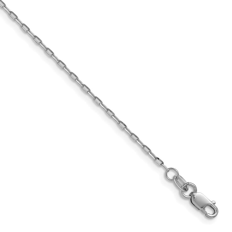 14K Weißgold 1.4mm Diamantiert Offen Lang Glieder Ankerkette Halskette