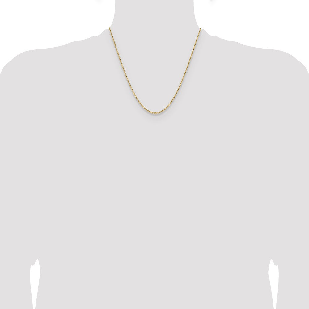 14K Gelbgold 1.75mm Diamantiert Offen Lang Glieder Ankerkette Halskette