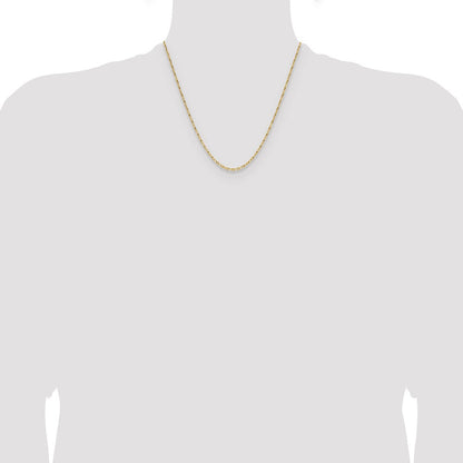 14K Gelbgold 1.75mm Diamantiert Offen Lang Glieder Ankerkette Halskette