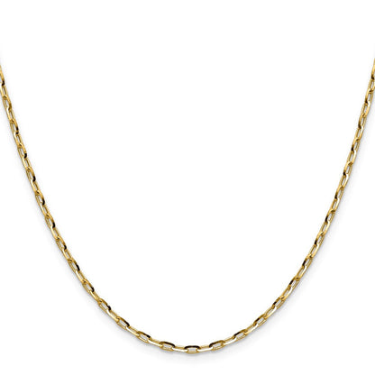 14K Gelbgold 2.3mm Diamantiert Offen Lang Glieder Ankerkette Halskette