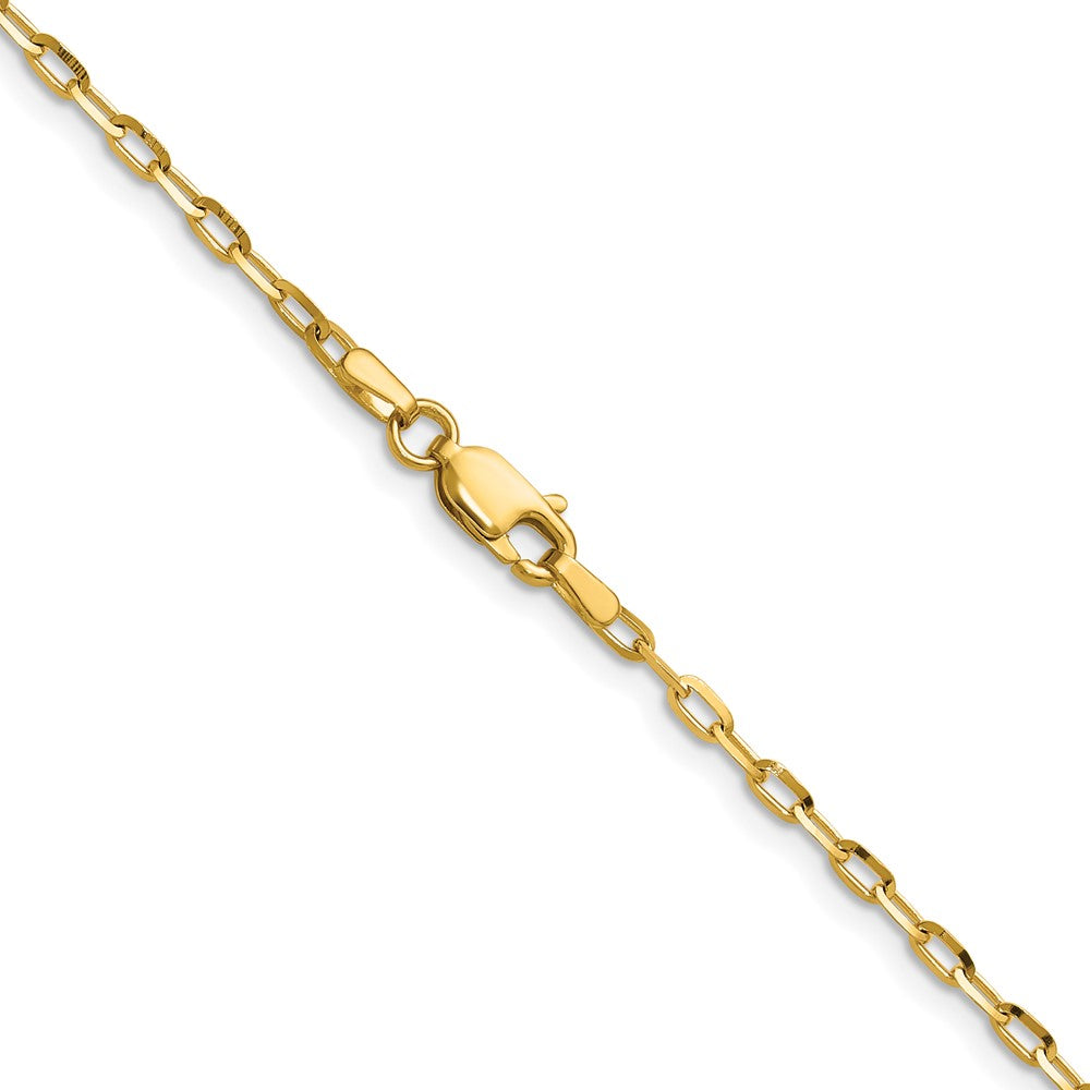 14K Gelbgold 2.3mm Diamantiert Offen Lang Glieder Ankerkette Halskette