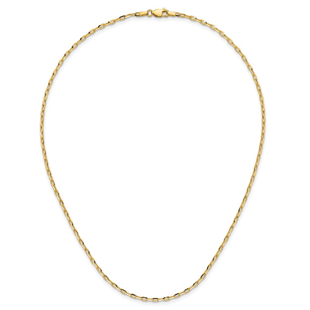 14K Gelbgold 2.3mm Diamantiert Offen Lang Glieder Ankerkette Halskette
