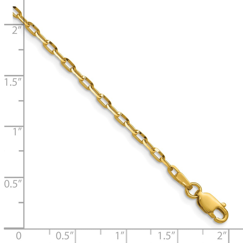 14K Gelbgold 2.3mm Diamantiert Offen Lang Glieder Ankerkette Halskette
