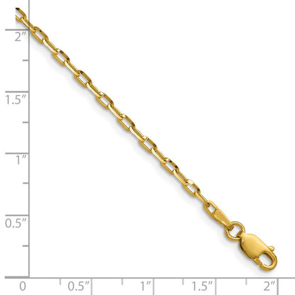 14K Gelbgold 2.3mm Diamantiert Offen Lang Glieder Ankerkette Halskette