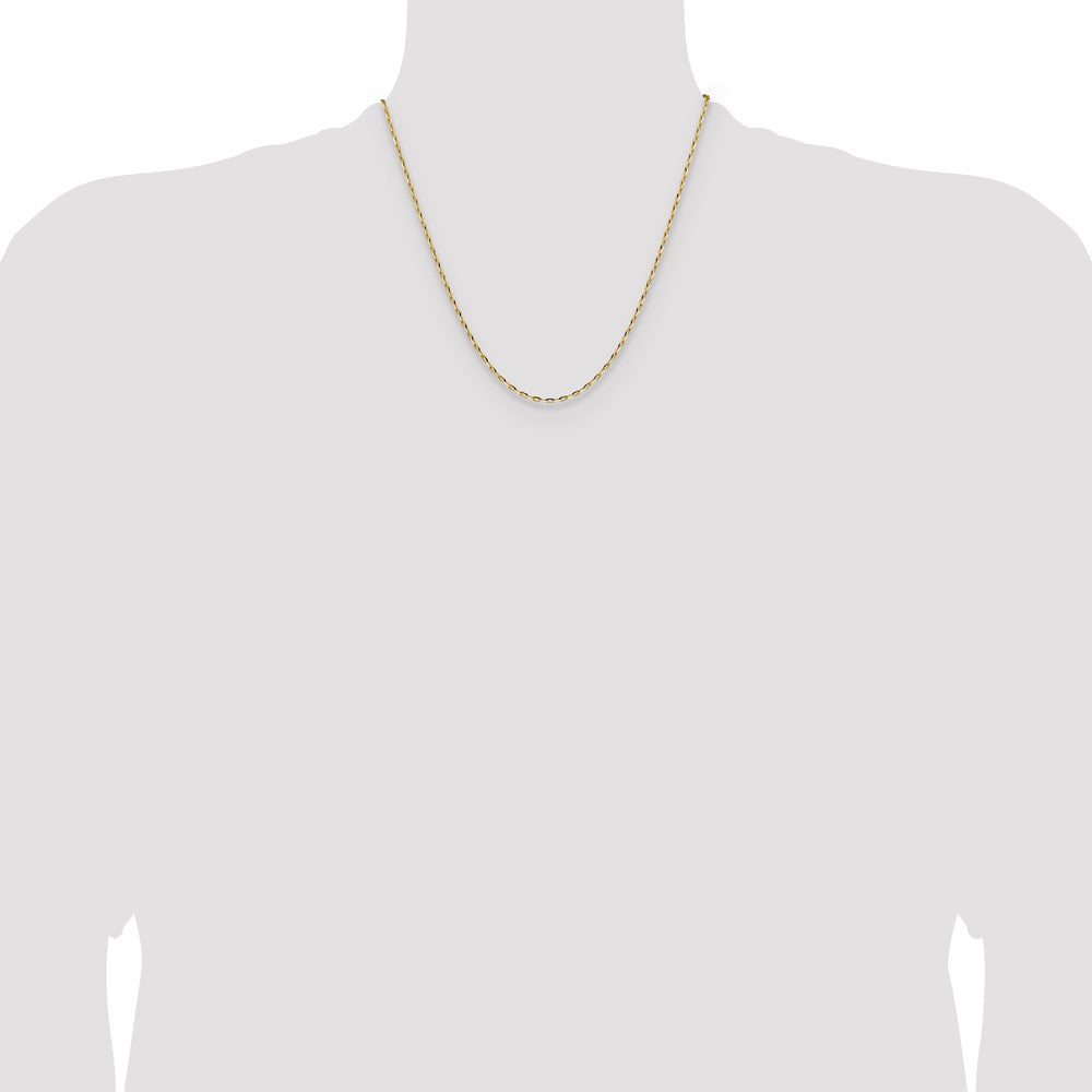 14K Gelbgold 2.3mm Diamantiert Offen Lang Glieder Ankerkette Halskette