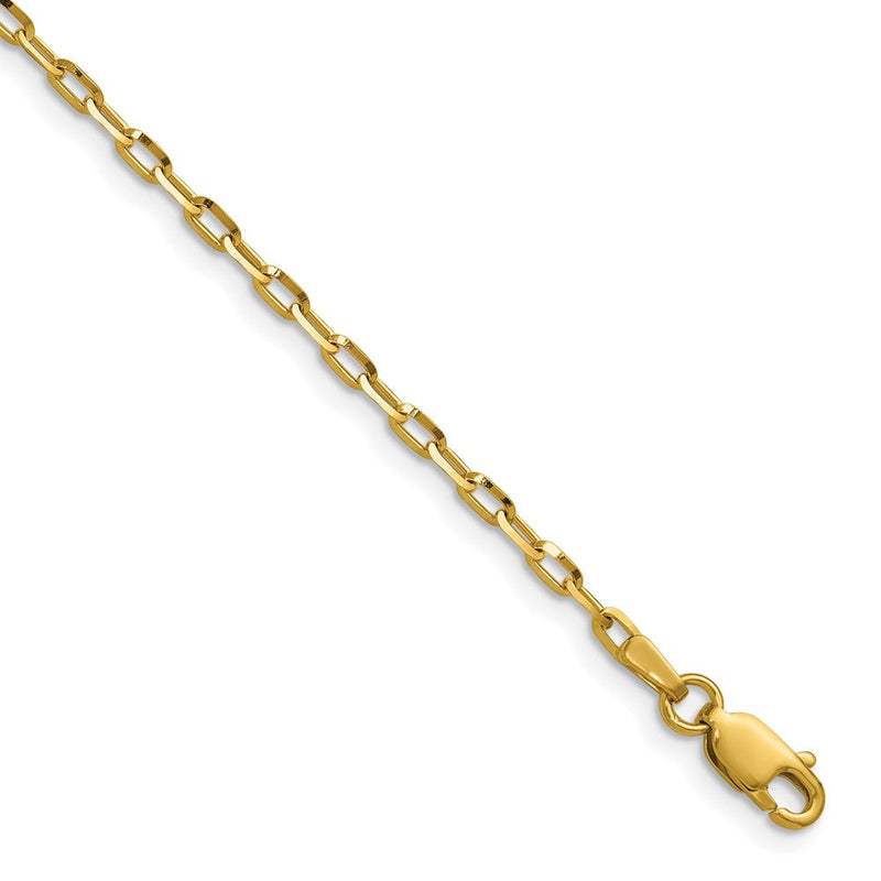 14K Gelbgold 2.3mm Diamantiert Offen Lang Glieder Ankerkette Halskette