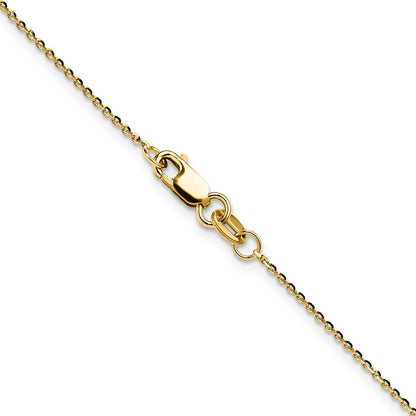 14K Gelbgold 1mm Diamantiert Oval Glieder Halskette