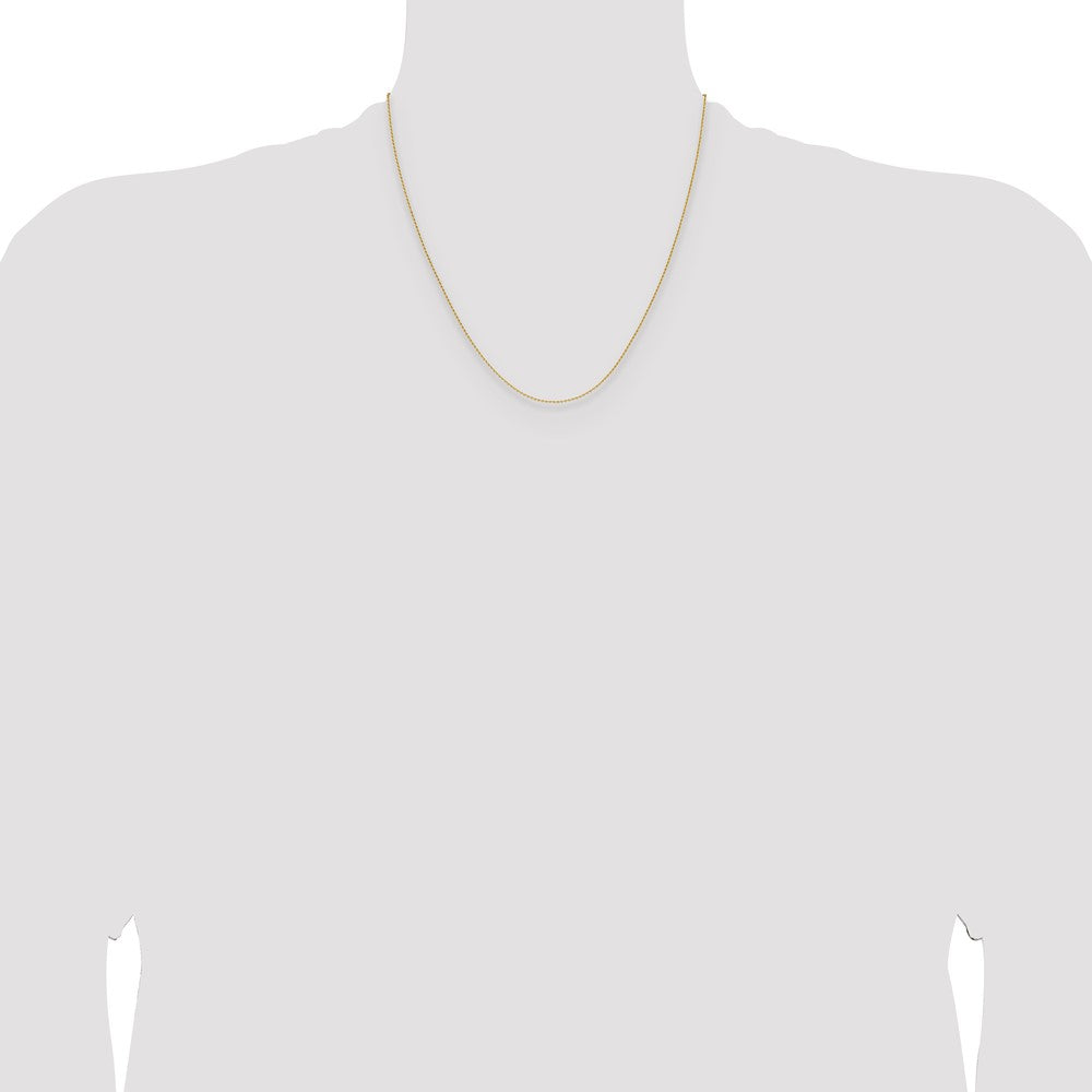 14K Gelbgold 1mm Diamantiert Oval Glieder Halskette