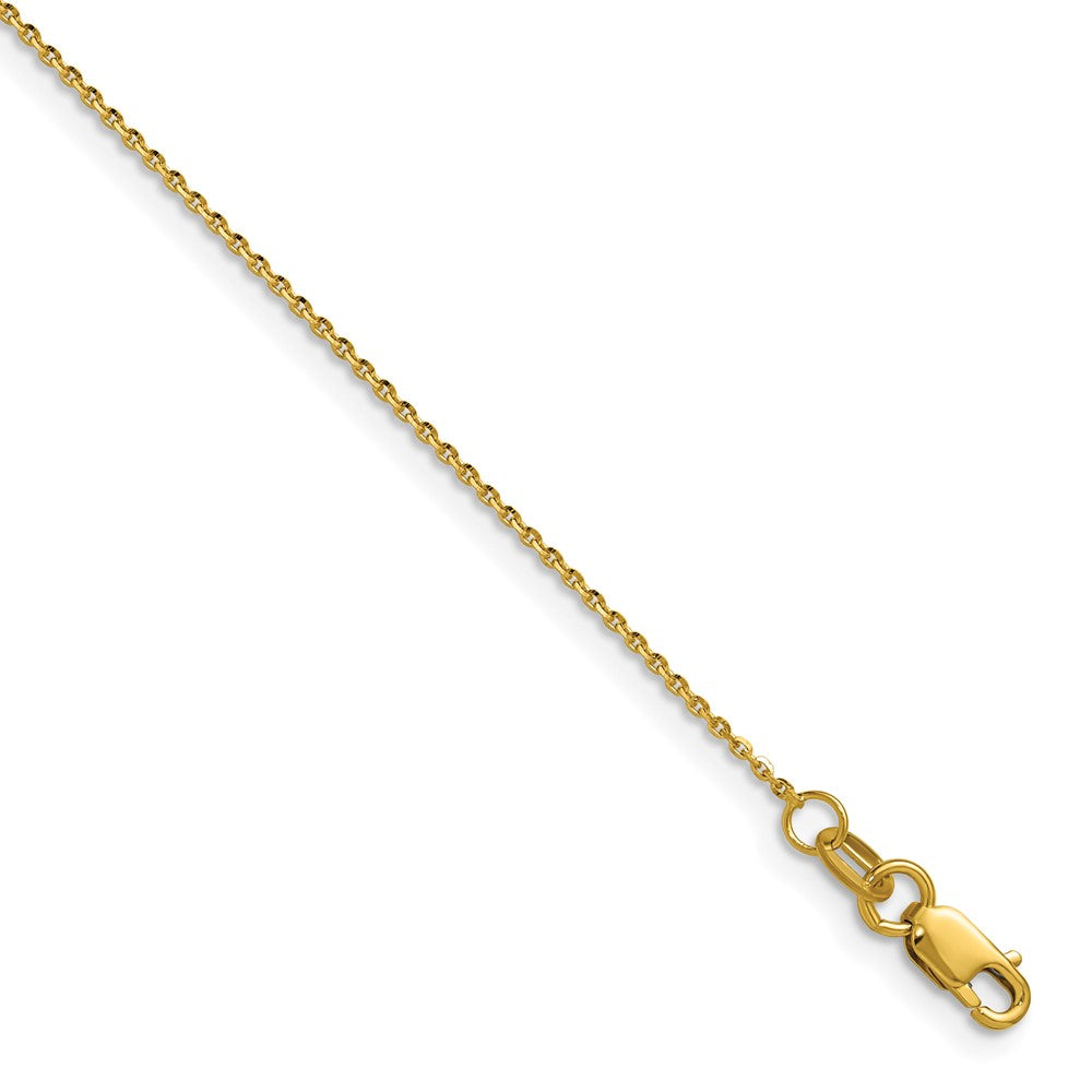 14K Gelbgold 1mm Diamantiert Oval Glieder Halskette