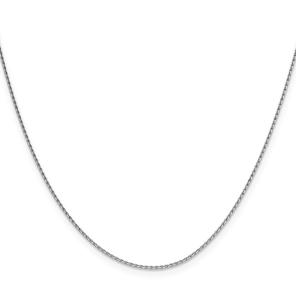 14K Weißgold 1mm Diamantiert Oval Glieder Halskette