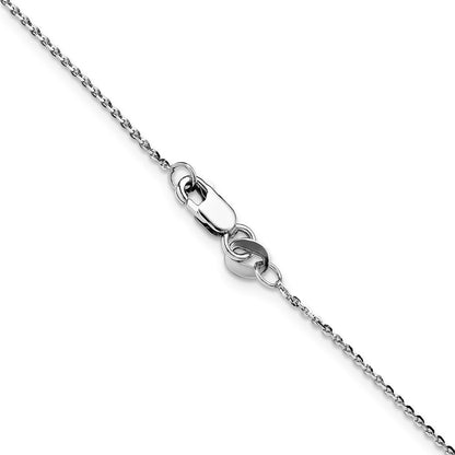 14K Weißgold 1mm Diamantiert Oval Glieder Halskette
