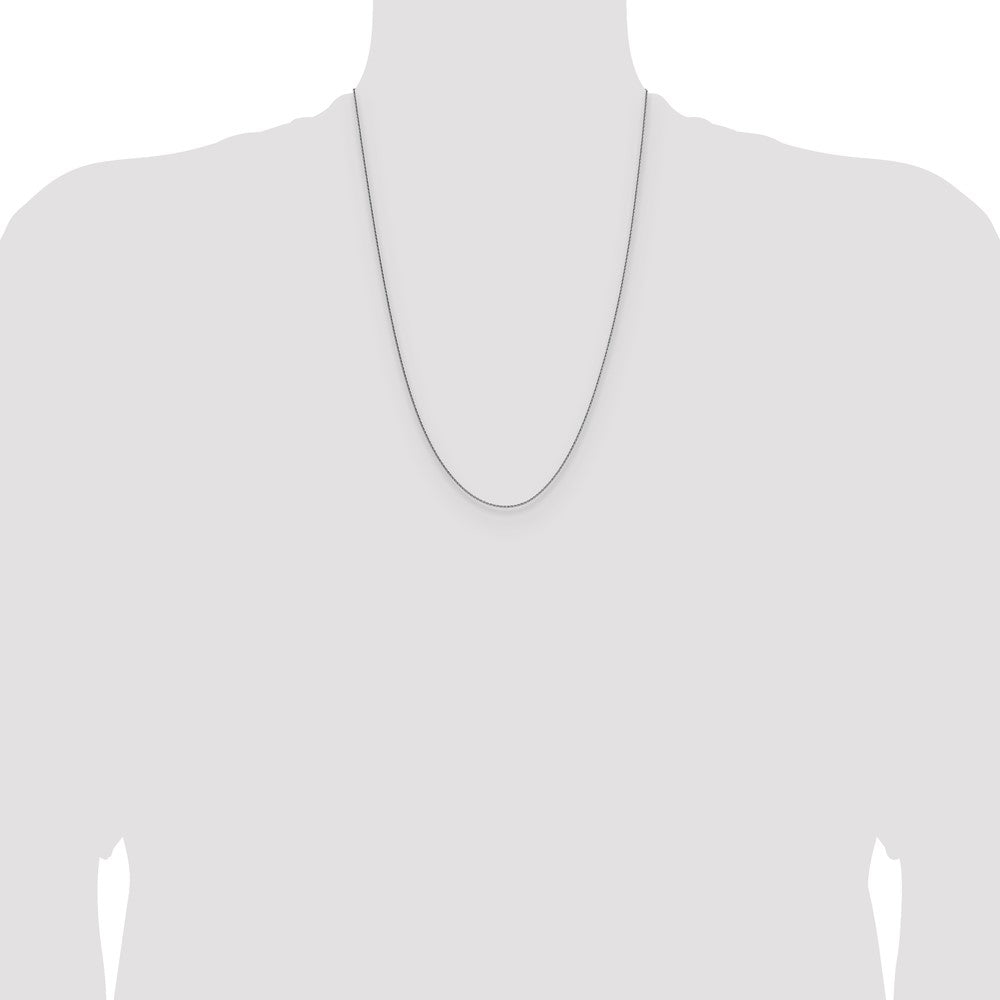 14K Weißgold 1mm Diamantiert Oval Glieder Halskette