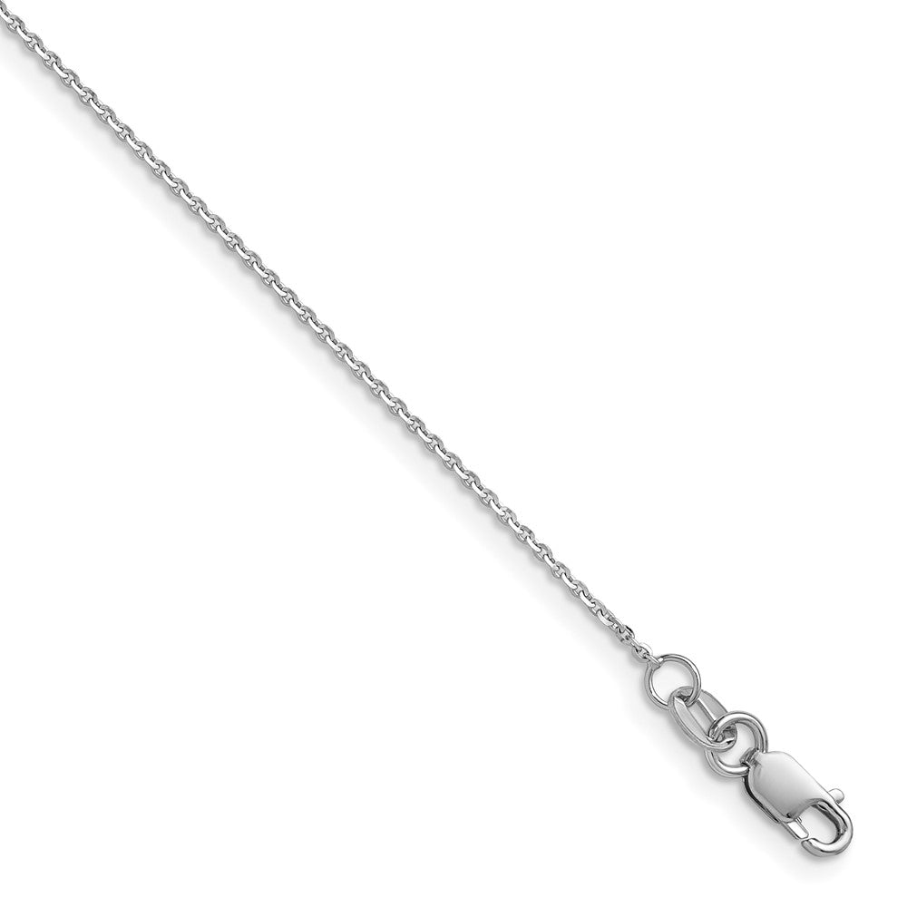 14K Weißgold 1mm Diamantiert Oval Glieder Halskette