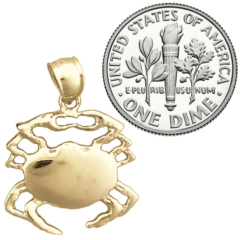 14K Gold 18MM Breiter Krabben-Anhänger