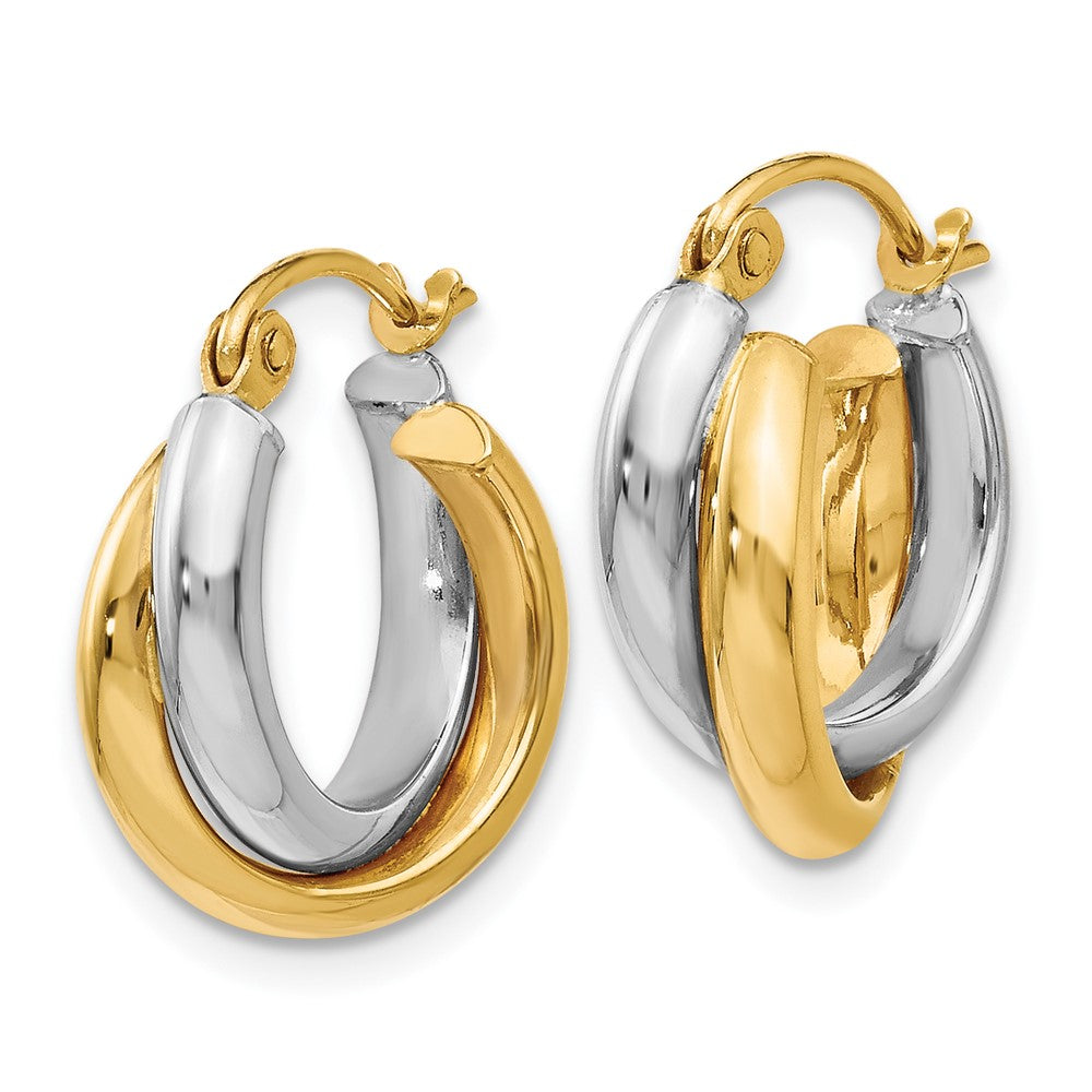 14K Bicolor Poliert Klappbar Creolen