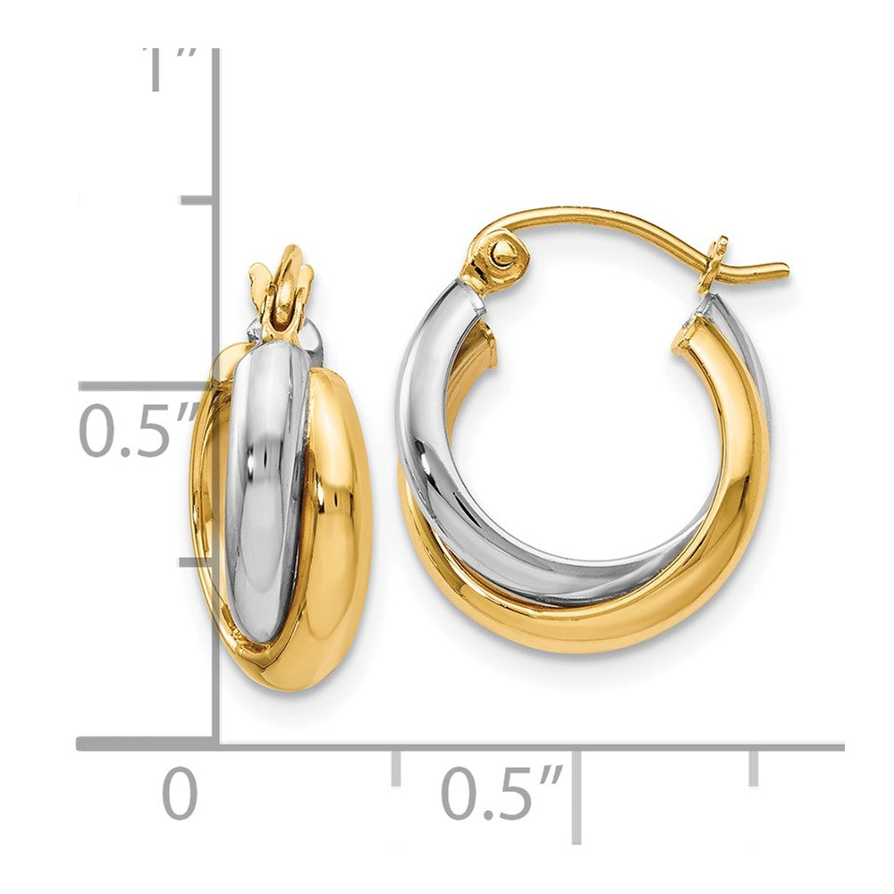 14K Bicolor Poliert Klappbar Creolen