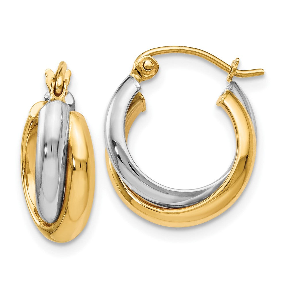 14K Bicolor Poliert Klappbar Creolen