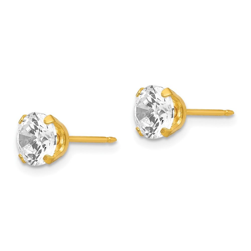 Edelstahl Inverness 24K Vergoldet 7mm Zirkonia Ohrringe