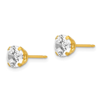Edelstahl Inverness 24K Vergoldet 7mm Zirkonia Ohrringe