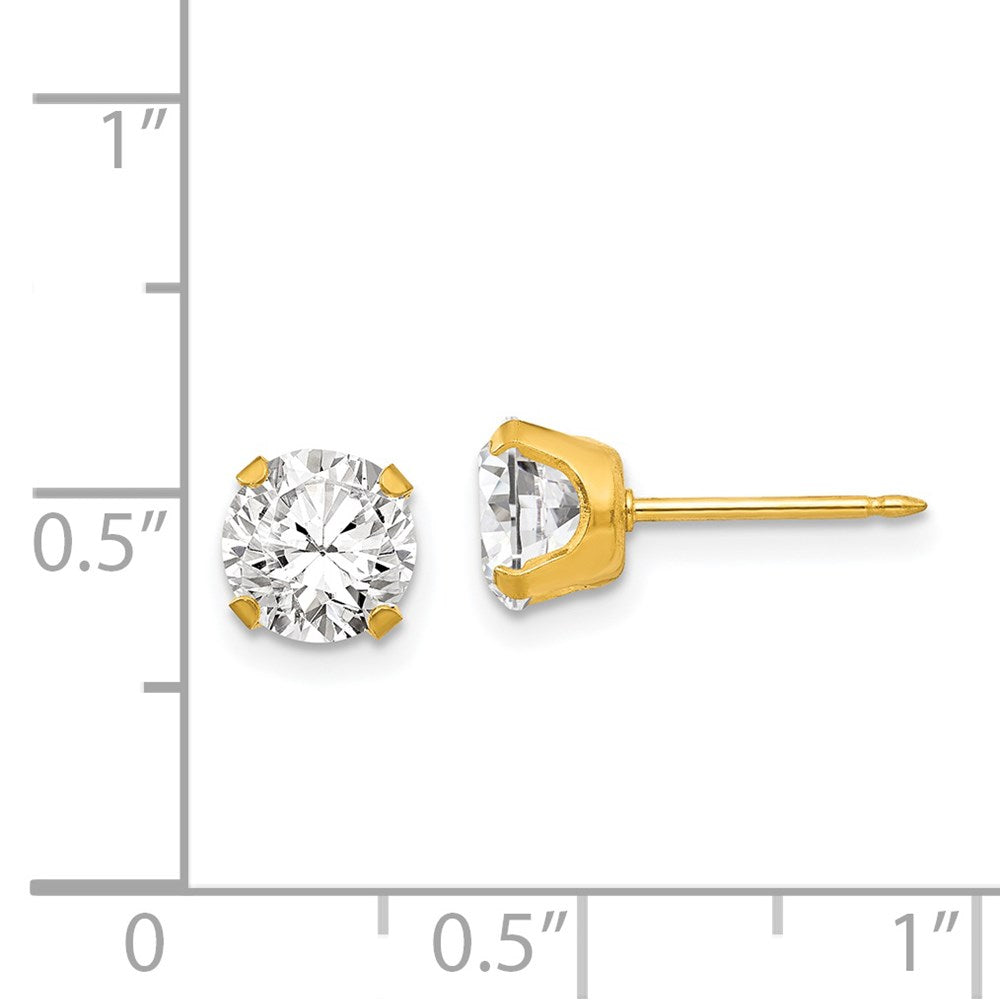 Edelstahl Inverness 24K Vergoldet 7mm Zirkonia Ohrringe