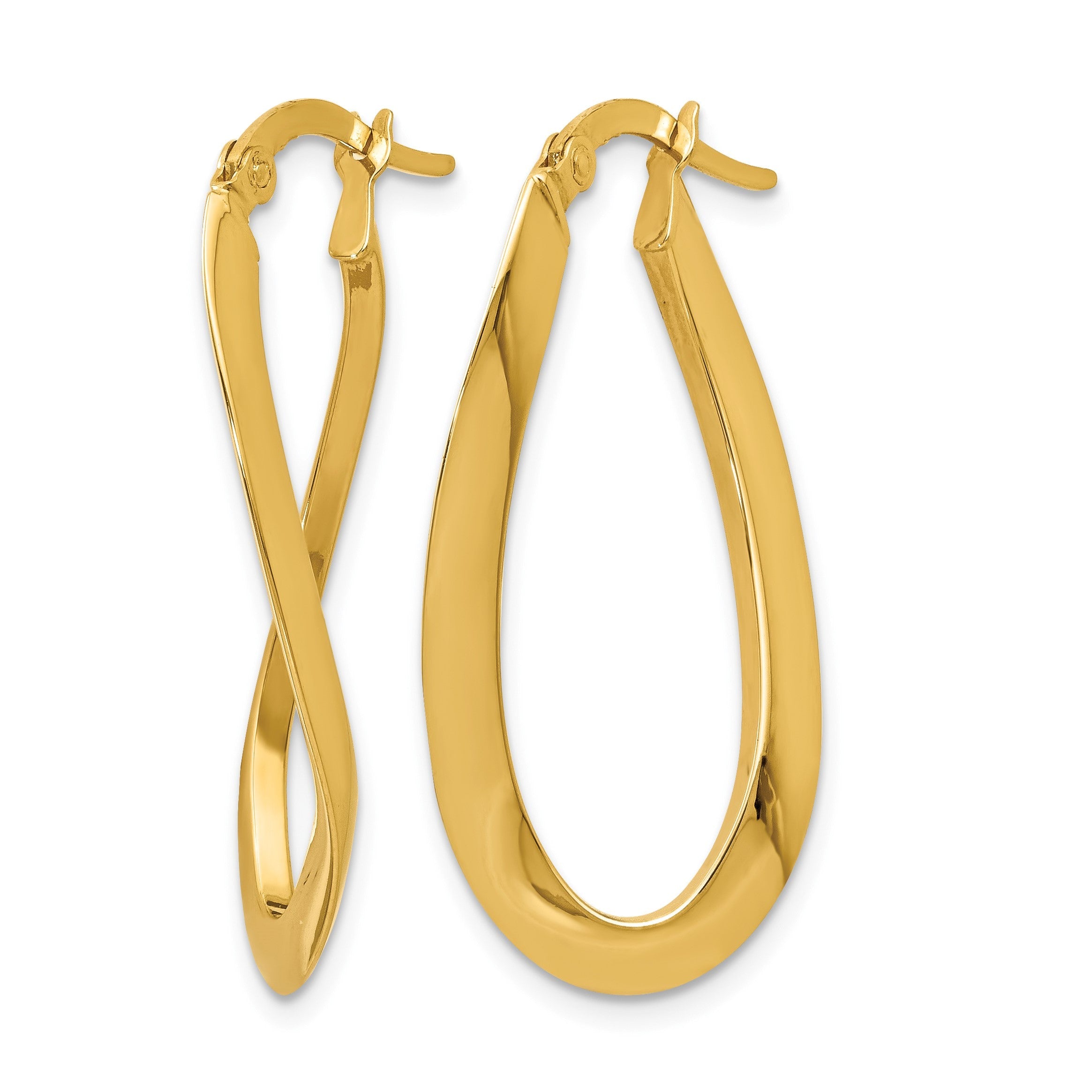 14K Gelbgold Poliert Oval Creolen