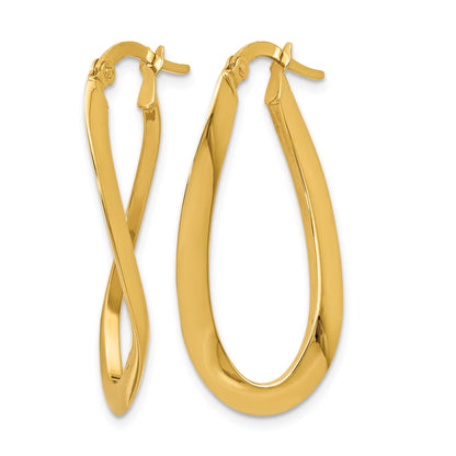 14K Gelbgold Poliert Oval Creolen