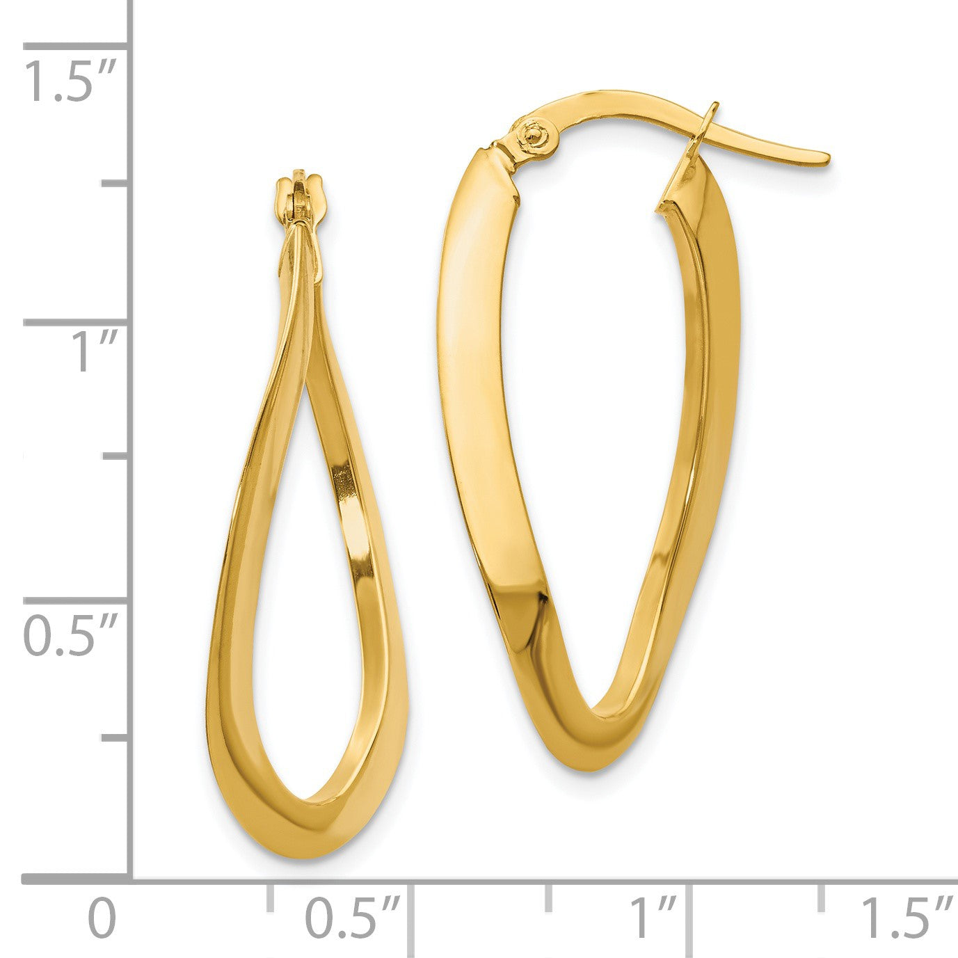 14K Gelbgold Poliert Oval Creolen