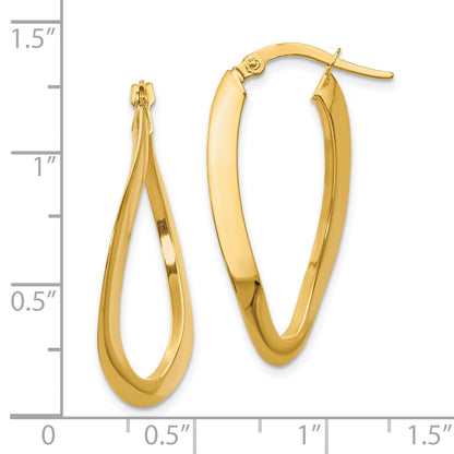 14K Gelbgold Poliert Oval Creolen