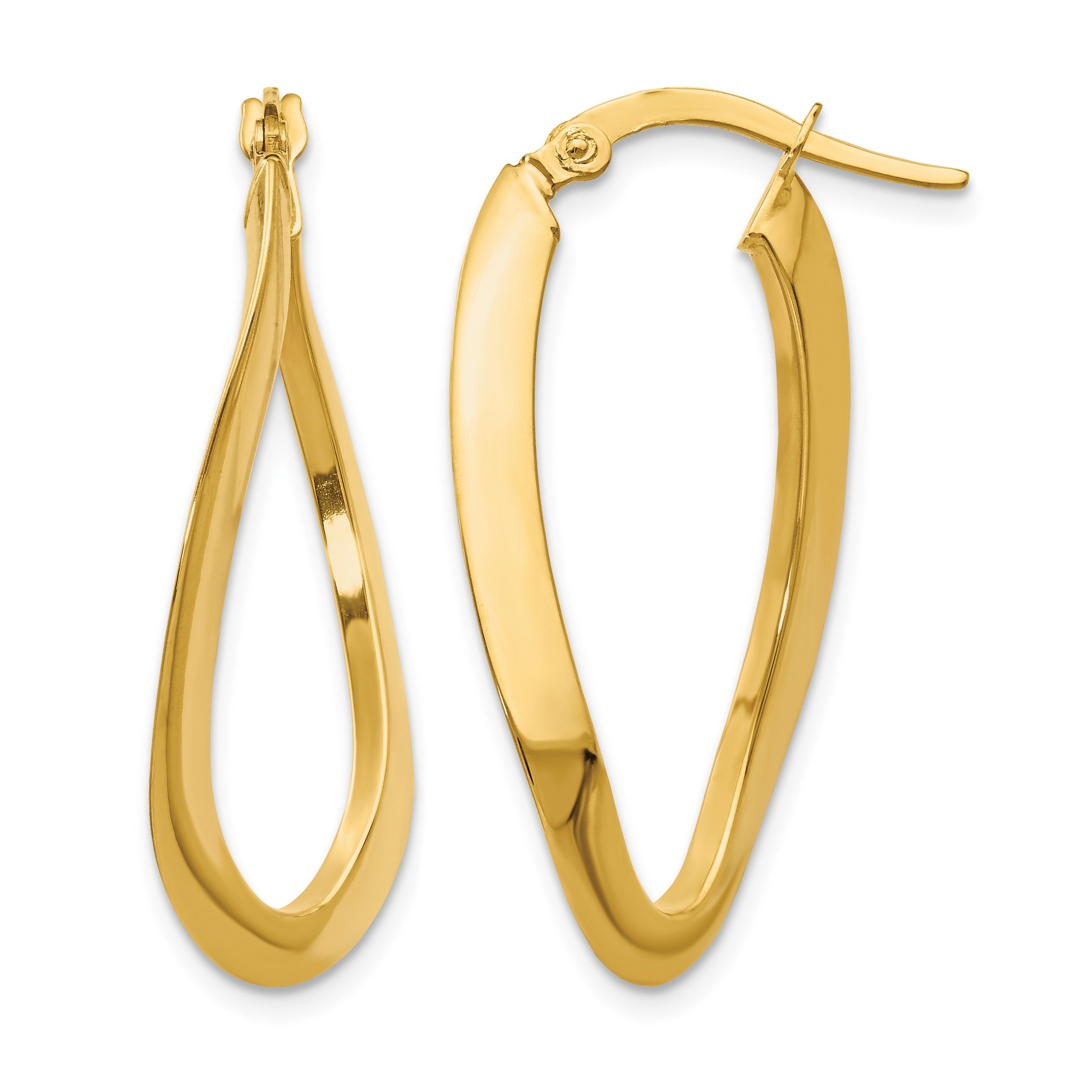 14K Gelbgold Poliert Oval Creolen
