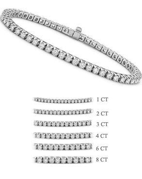 4 ct Gesamtgewicht. Natürlich Diamant Tennis Armband in 14K Weißgold
