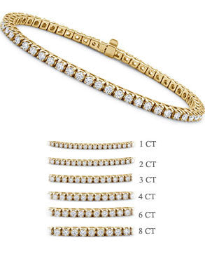 3 ct Gesamtgewicht. Gelbgold Vierkrappen Diamant Tennis Armband