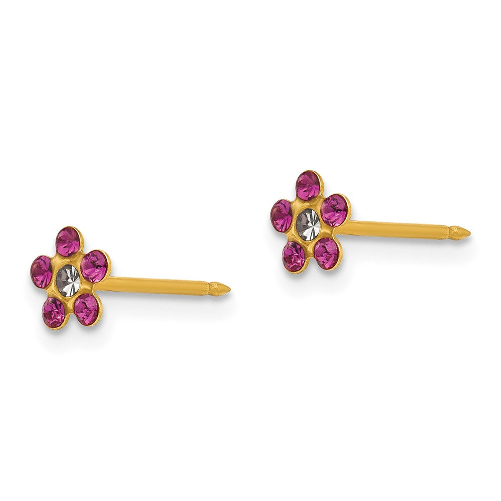 14K Gelbgold Inverness February Lila Kristall Geburtsstein Blume Ohrringe