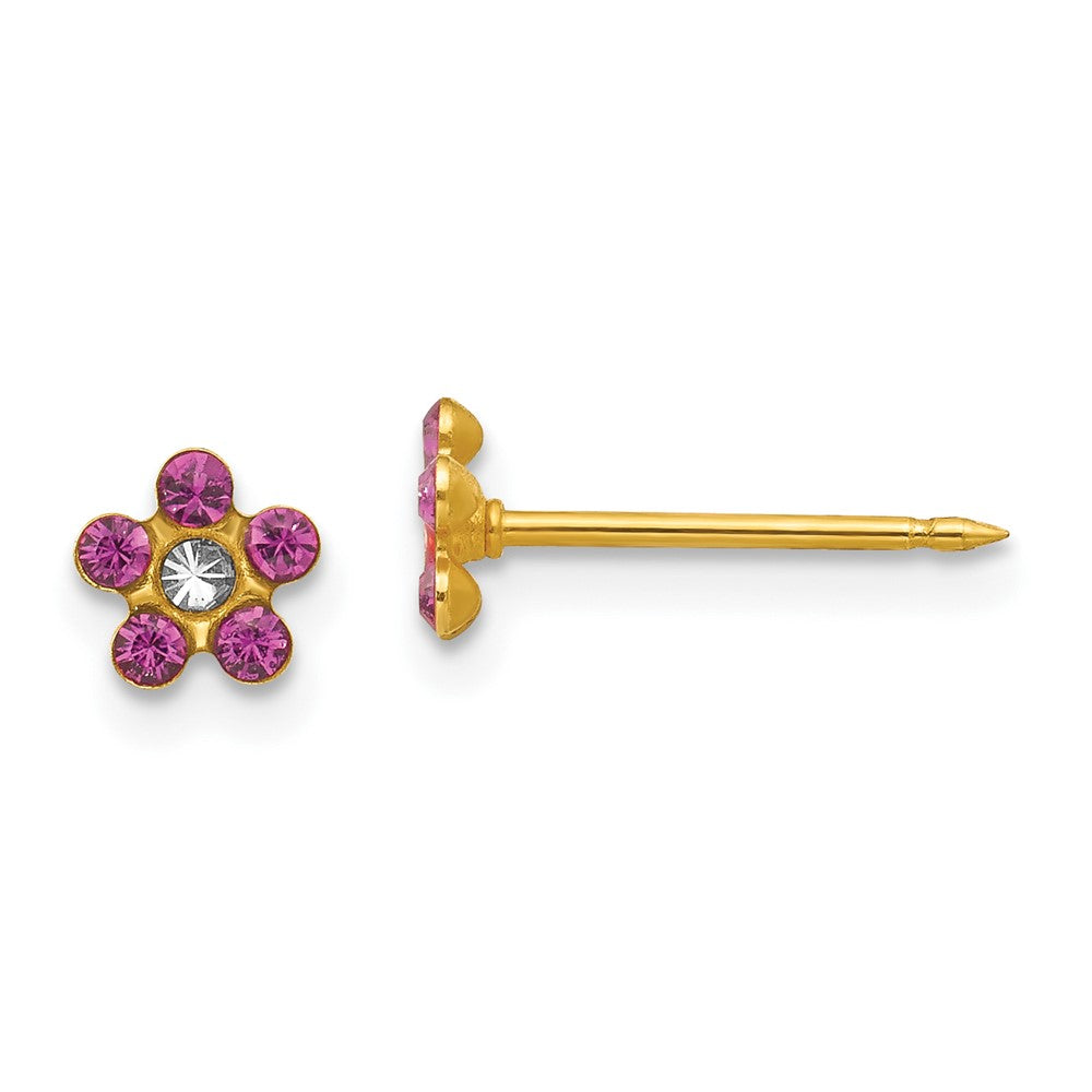 14K Gelbgold Inverness February Lila Kristall Geburtsstein Blume Ohrringe