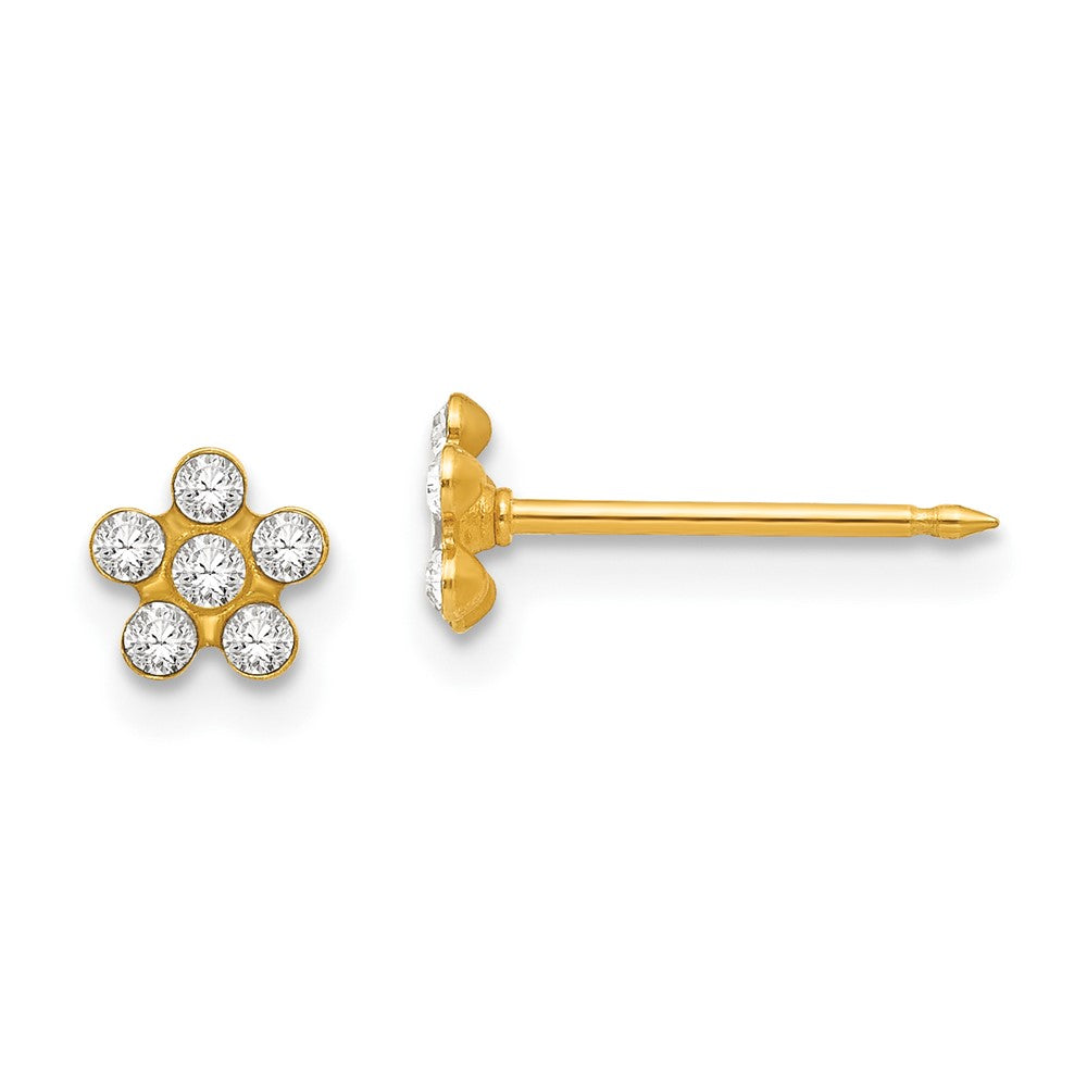 14K Gelbgold Inverness April Kristall Geburtsstein Blume Ohrringe