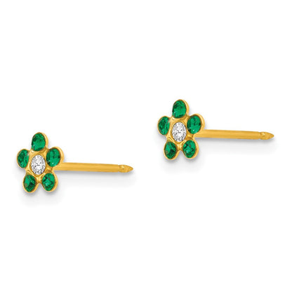 14K Gelbgold Inverness May Grün Kristall Geburtsstein Blume Ohrringe