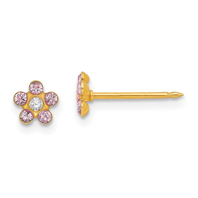 14K Gelbgold Inverness June Kristall Geburtsstein Blume Ohrringe