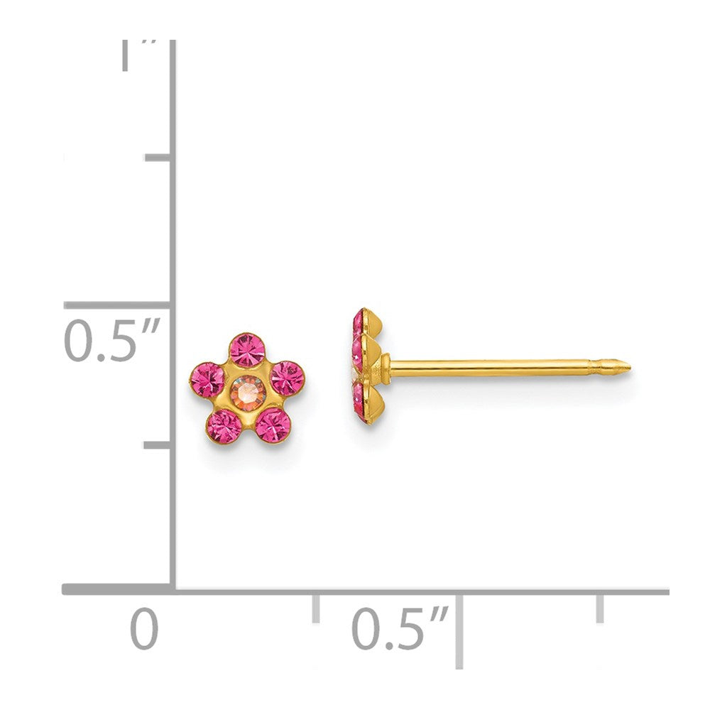 14K Gelbgold Inverness October Rosa Kristall Geburtsstein Blume Ohrringe
