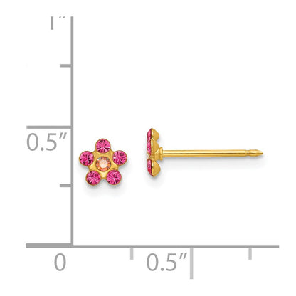 14K Gelbgold Inverness October Rosa Kristall Geburtsstein Blume Ohrringe