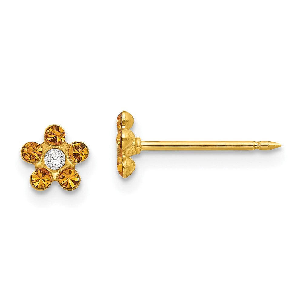 14K Gelbgold Inverness November Kristall Geburtsstein Blume Ohrringe