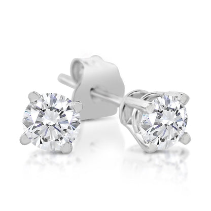 1/4 Karat Gesamtgewicht Rund Diamant Solitär Ohrstecker in 14K Weißgold