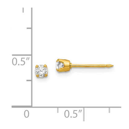 14K Gelbgold Inverness 3mm Zirkonia Ohrringe