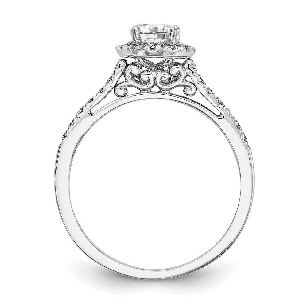 14K Weißgold Heiligenschein (holds 1 Karat (7x5mm) Oval Mittig) 1/4 Karat Diamant Halbfassung Verlobungsring
