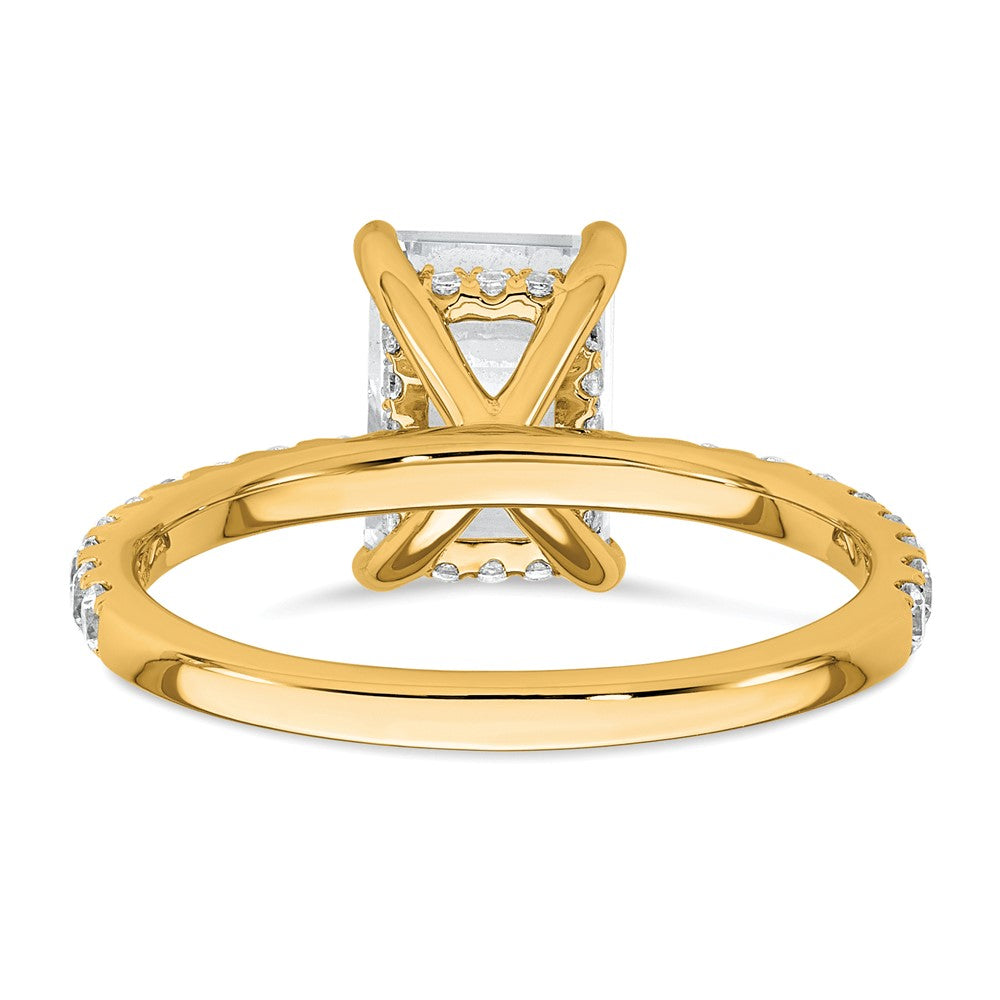 14K Gelbgold 2 3/8K zertifizierter im Labor gezüchteter Diamant VS+ F+ Emerald-Schliff kompletter Solitär mit Flair Verlobungsring