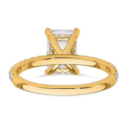14K Gelbgold 2 3/8K zertifizierter im Labor gezüchteter Diamant VS+ F+ Emerald-Schliff kompletter Solitär mit Flair Verlobungsring