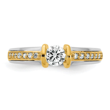 14K Bicolor Gold.5ct Damen Diamant Ehering Ring
