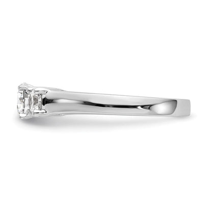 14K Weißgold Verlobungsring mit Halo und rundem simuliertem Diamanten