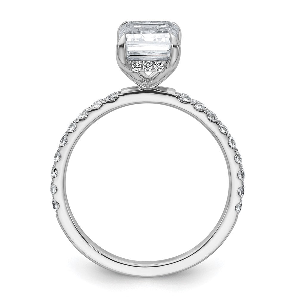 14K Weißgold 2 3/8K zertifizierter im Labor gezüchteter Diamant VS/SI+ G+ Emerald-Cut Solitär-Verlobungsring mit Flair, komplett